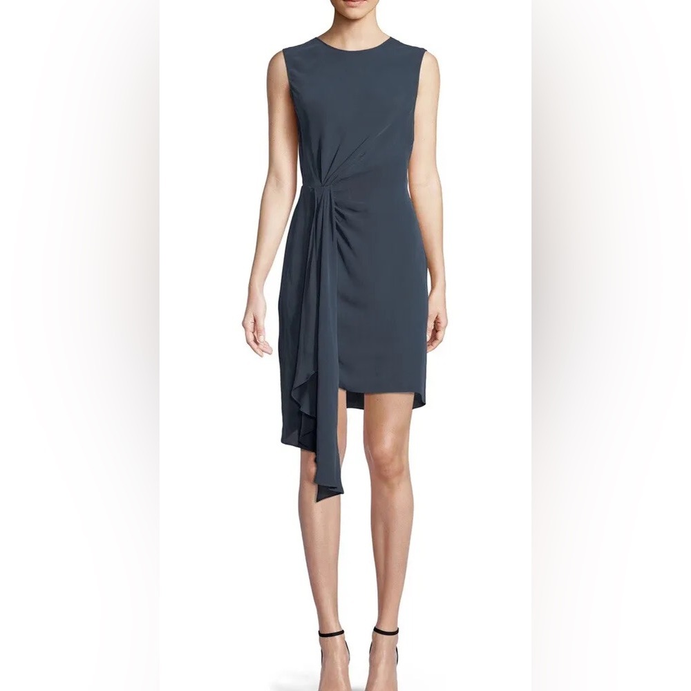 NWT Milly Side Twist Sheath Silk Blend Navy Rachael Party Dress Size 8